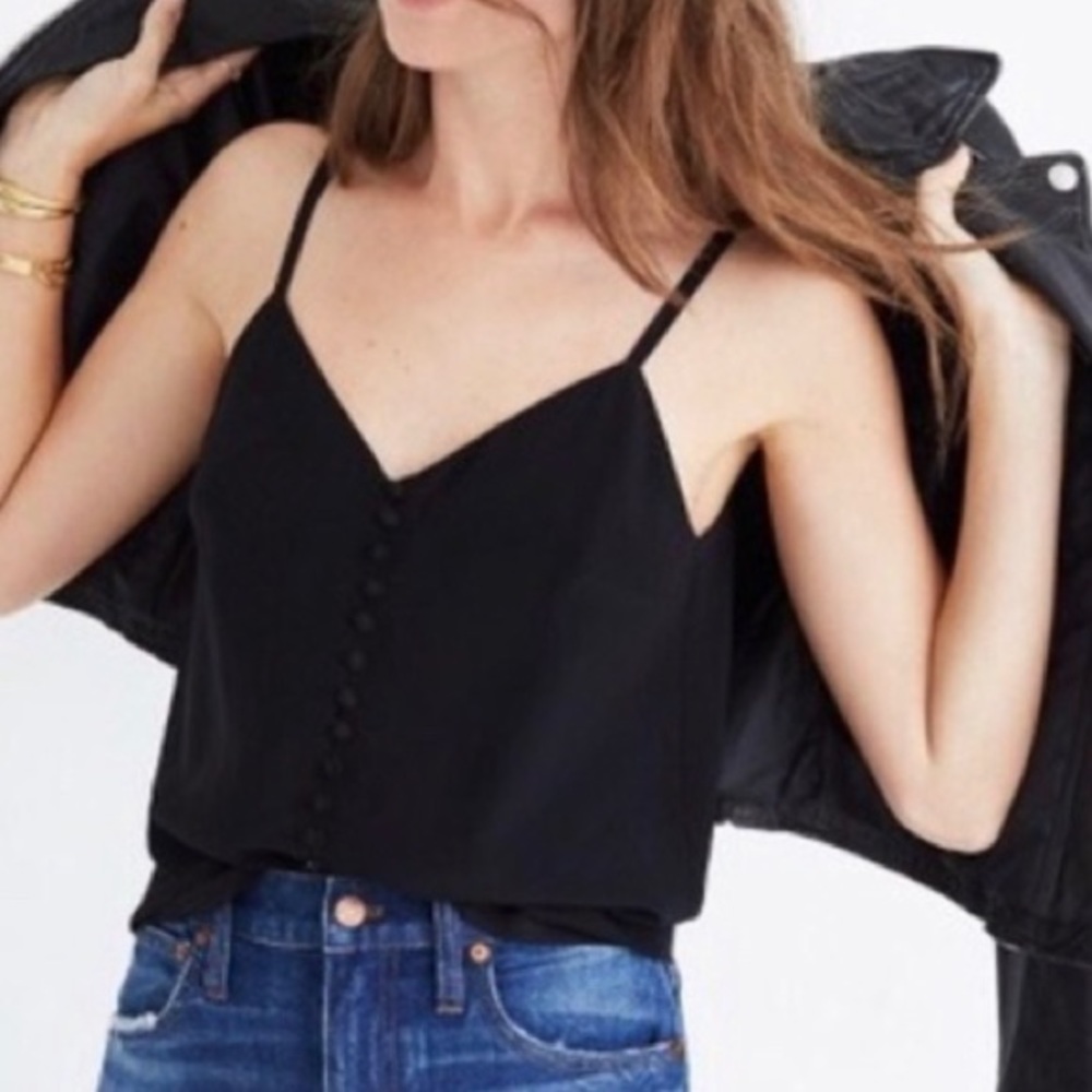 Madewell Black Button Down Crop Camisole Size S